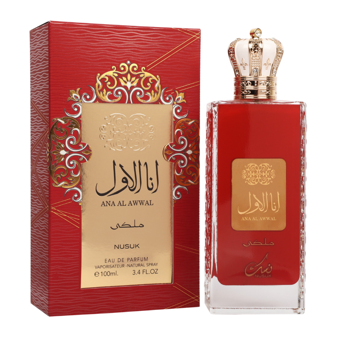 Ana Al Awwal Red — Nusuk Coffret et flacon Ana Al Awwal Red de Nusuk, parfum oriental disponible chez Maison HKM a Casablanca