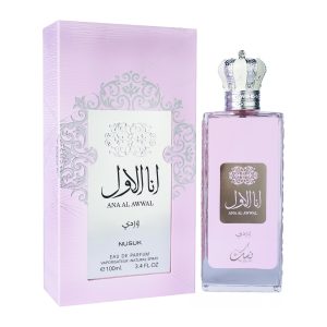Coffret et flacon Ana Al Awwal Wardi de Nusuk, parfum oriental disponible chez Maison HKM a Casablanca