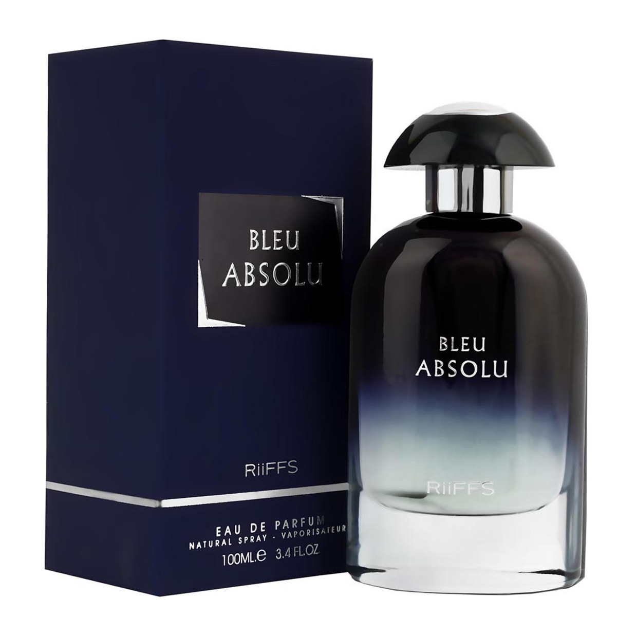 Bleu Absolue — Riiffs Coffret et flacon Bleu Absolue de Riiffs, parfum oriental disponible chez Maison HKM a Casablanca