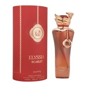 Coffret et flacon Elyssia Scarlet de Riiffs, parfum oriental disponible chez Maison HKM a Casablanca