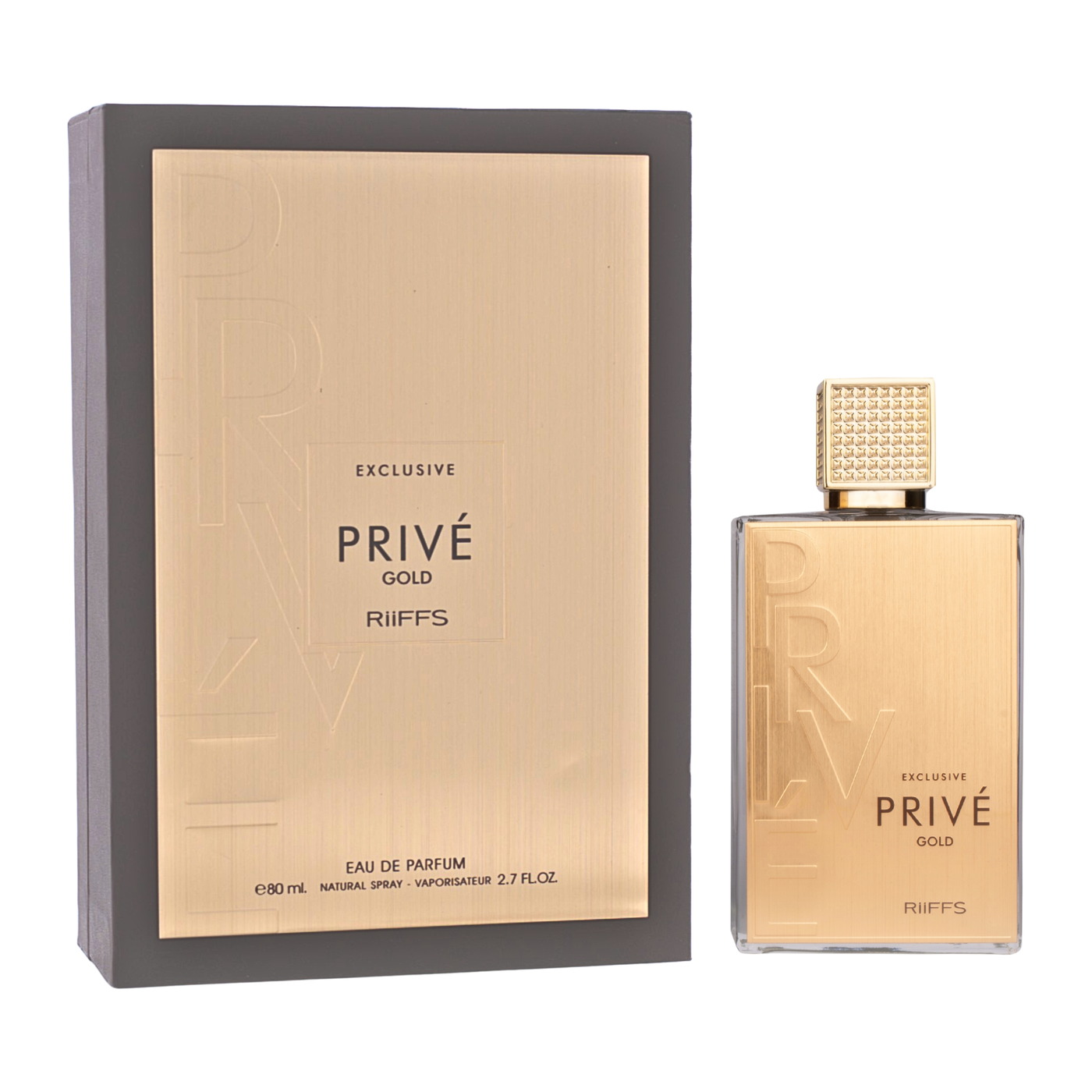 Exclusive Prive Gold — Riiffs Coffret et flacon Exclusive Prive Gold de Riiffs, parfum oriental disponible chez Maison HKM a Casablanca