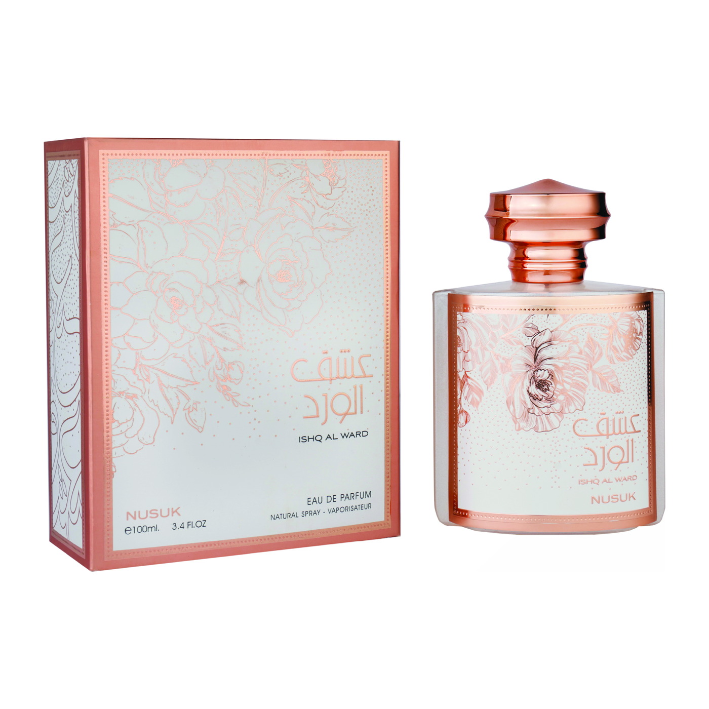 Ishq Al Ward — Nusuk Coffret et flacon Ishq Al Ward de Nusuk, parfum oriental disponible chez Maison HKM a Casablanca