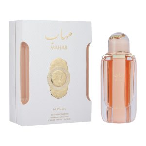 Coffret et flacon Mahab de Nusuk, parfum oriental disponible chez Maison HKM a Casablanca