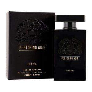 Coffret et flacon Portofino Noir de Riiffs, parfum oriental disponible chez Maison HKM a Casablanca