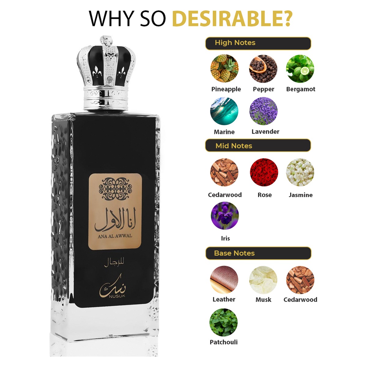 102_3 Ana Al Awwal Men (Black) - Nusuk 100ML – Image 3