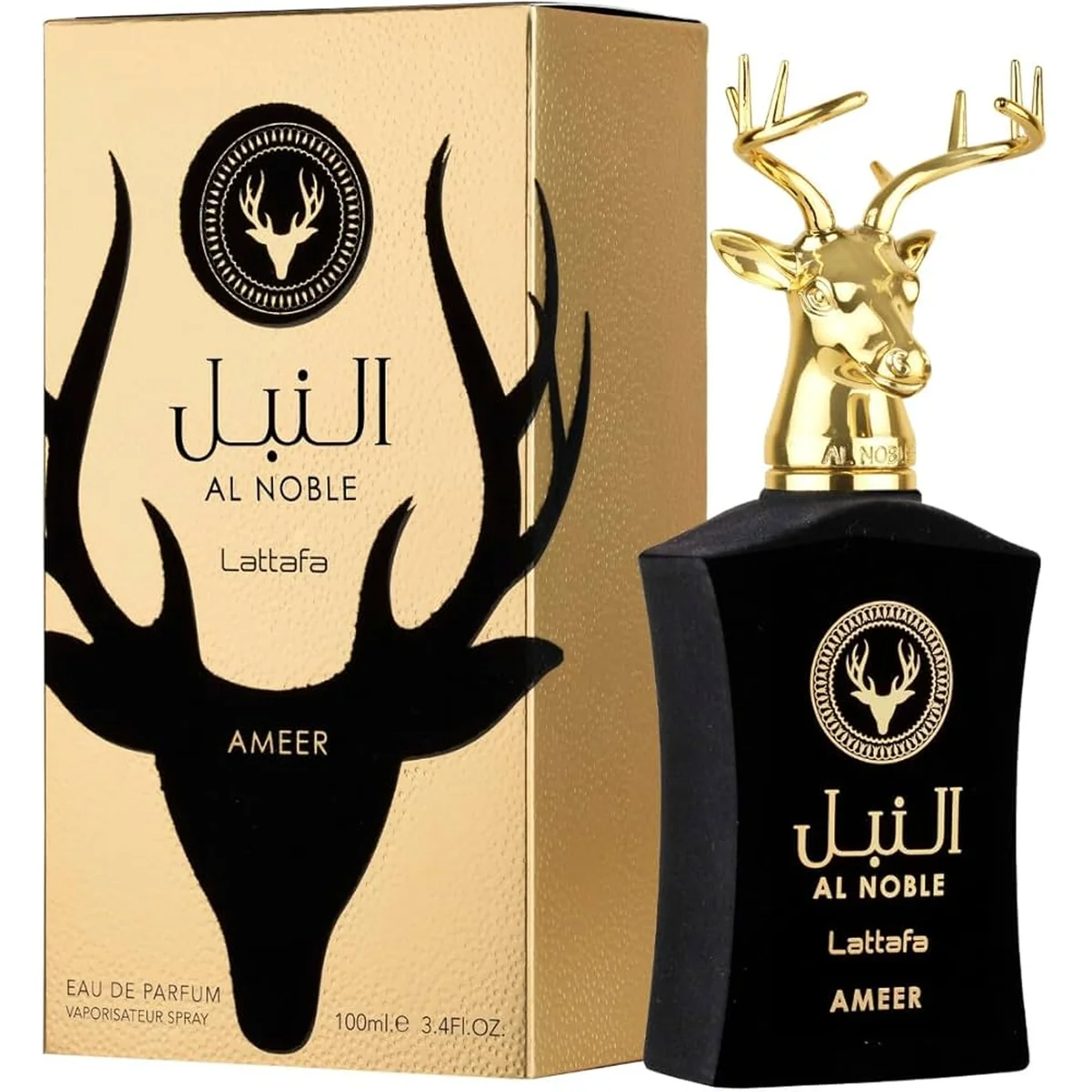 Al Noble Ameer de Lattafa – vue 2 Al Noble Ameer de Lattafa, flacon et coffret