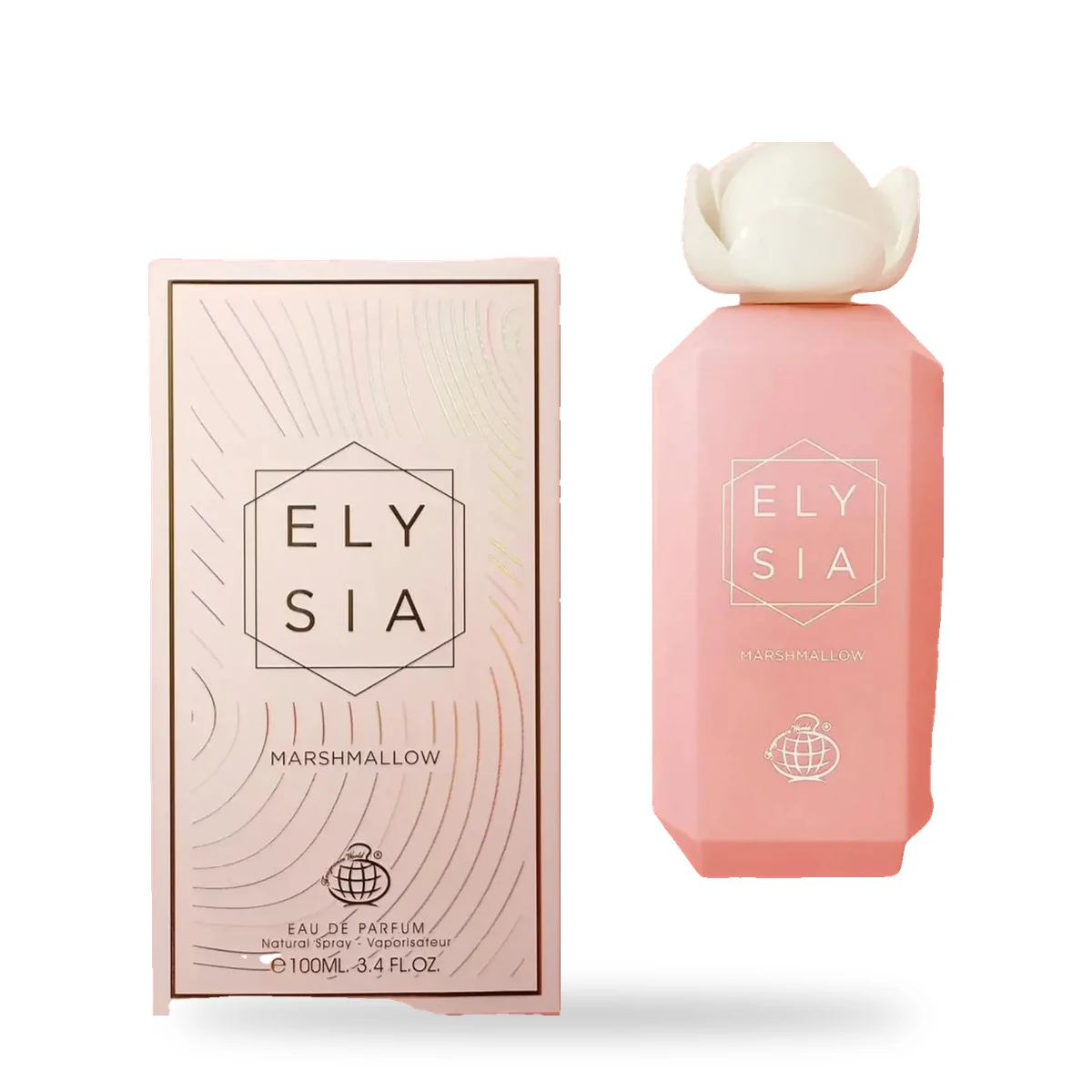 Elysia Marshmallow de Fragrance World – Eau de Parfum 100 ml Elysia Marshmallow de Fragrance World, flacon et coffret 100 ml
