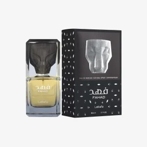 Coffret et flacon Fahad de Lattafa, parfum disponible chez Maison HKM a Casablanca