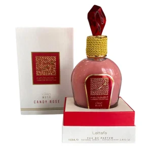 Musk Candy Rose de Lattafa, flacon et coffret 100 ml