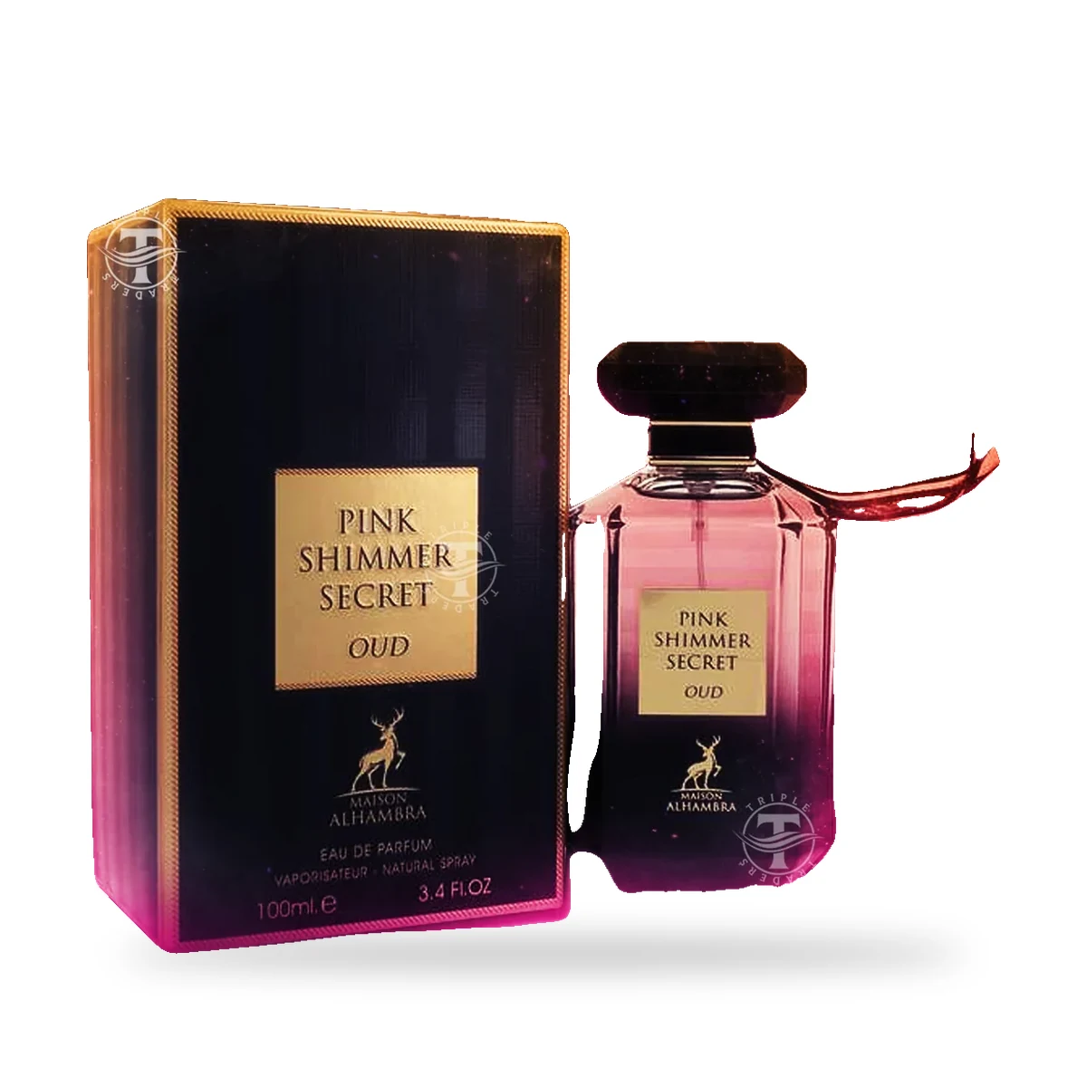 Pink Shimmer Secret Oud de Maison Alhambra – Eau de Parfum 100 ml Pink Shimmer Secret Oud de Maison Alhambra, flacon et coffret 100 ml
